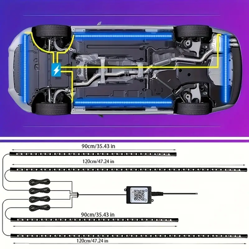 ✨ Smart APP LED Car Underglow Lights – 16M Colors & Music Sync（Suitable for any car model）