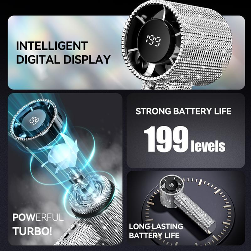 Full Diamond Luxury Craftsmanship Portable Handheld Turbo Fan, 3 Gear Wind, Rechargeable Long Battery Life Hand Fan With Digital Display 💎🔥