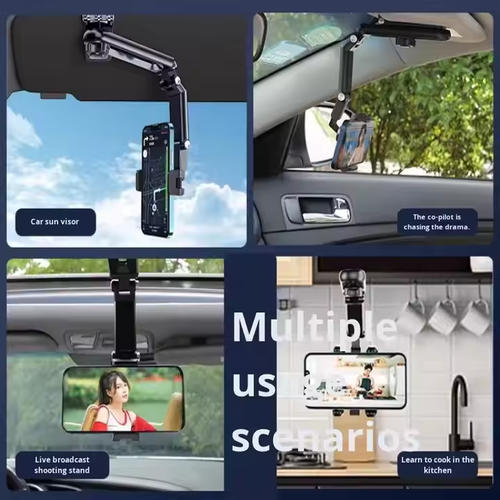 New 1080° Multi-function Sun Visor Universal 360 Degree Rotating Phone Holder Suitable for Any Scene Car Holder - Rotatable and Retractable
