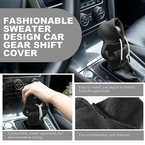 SANN Gear Shift Hoodie, Gear Shift Cover,  Mini Hoodie for Car Shifter（Black + blue 2-piece suit）