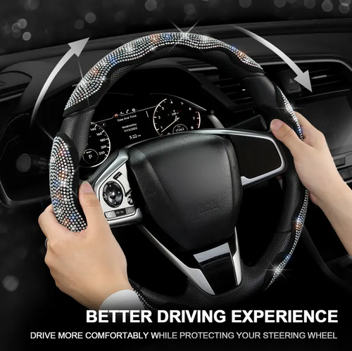 💎 3PCS Sparkling Diamond Steering Wheel Cover – Universal for All Cars 🚘