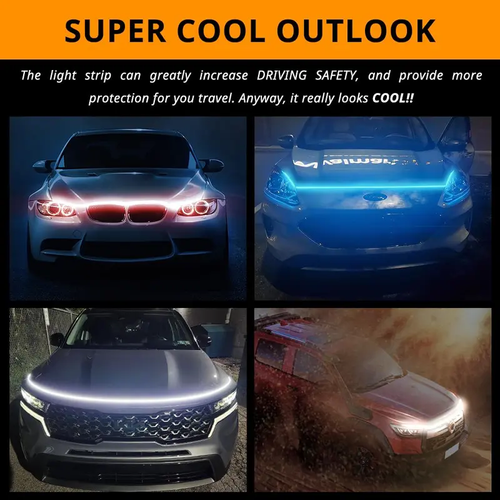 🚘Car Hood Light Strip, Dynamic Scan Start Up LED Car Hood Light Strip, Waterproof Flexible Car Light Strip(Suitable for any car model）