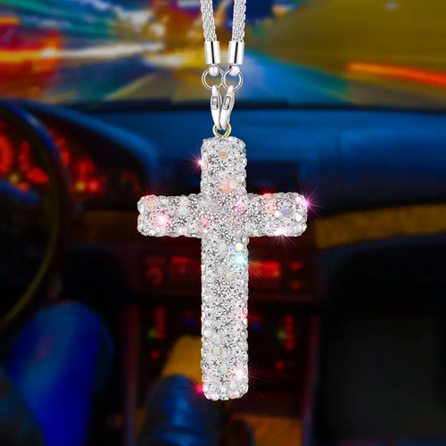 ✝️Diamond Cross Car Pendant & Keychain – Faith & Style in Every Drive🙏