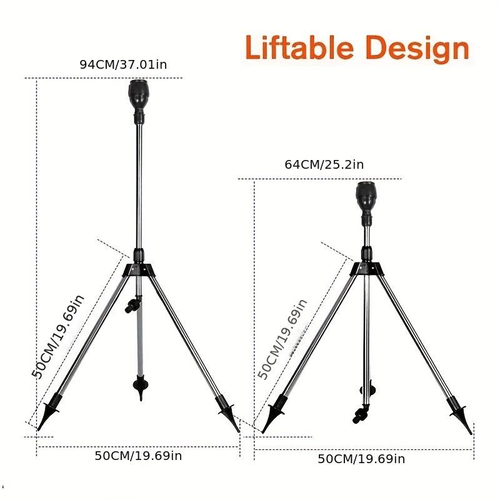 🌱Stainless Steel Rotary Irrigation Tripod Telescopic Support Sprinkler