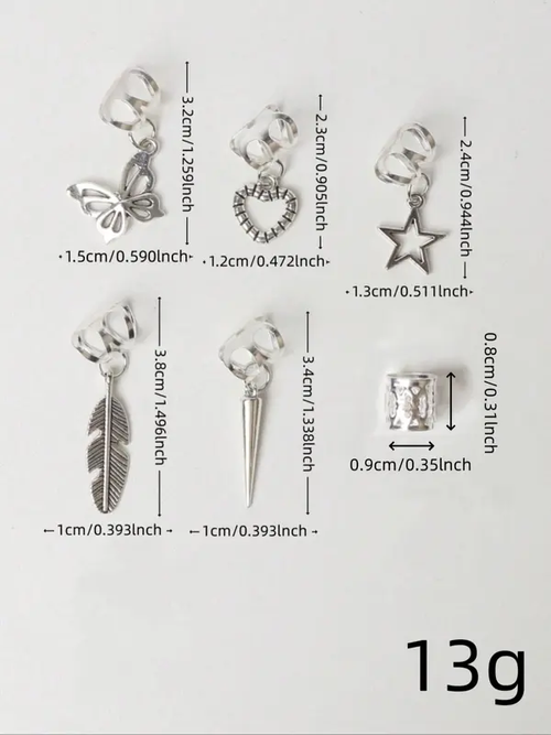 ✨Mixed Style Butterfly & Heart & Leaf Decor Hair Ring（Gold + Silver Set, 52 pieces in total）