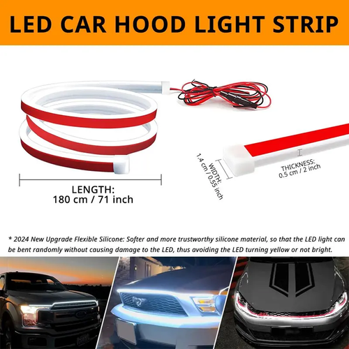 🚘Car Hood Light Strip, Dynamic Scan Start Up LED Car Hood Light Strip, Waterproof Flexible Car Light Strip(Suitable for any car model）