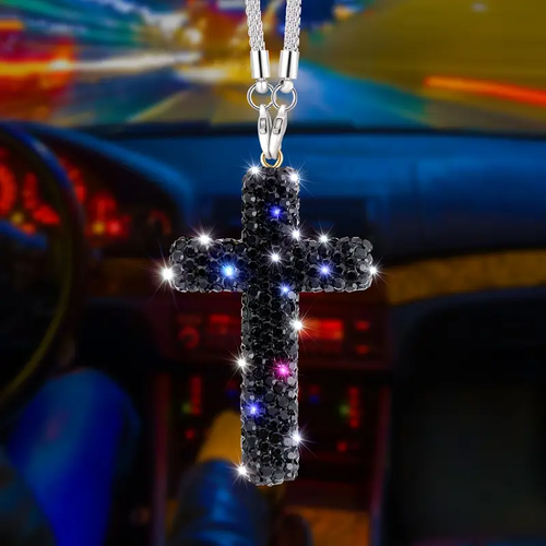 ✝️Diamond Cross Car Pendant & Keychain – Faith & Style in Every Drive🙏