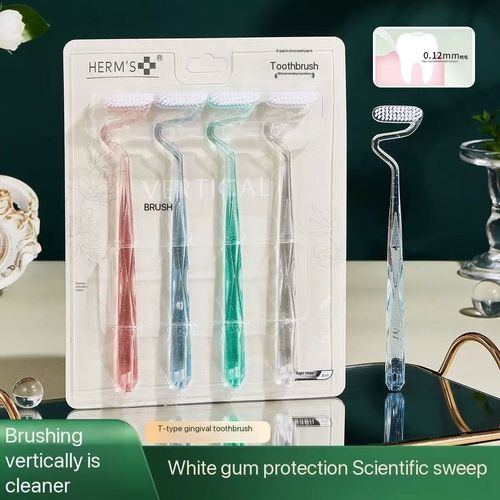 S-shaped Vertical Toothbrush Interdental Brushfor Adults Special-shaped Soft-haired TongueCleaning Massage 4🪥😁✨