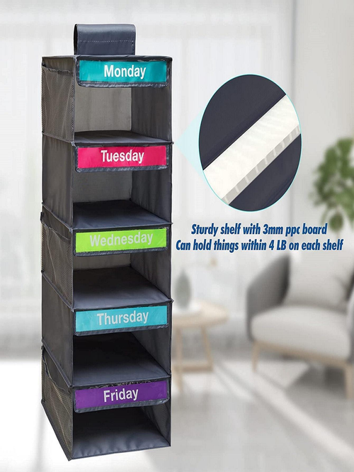 Hanging Clothes Storage Bag, Household Daily Clothing Classification Storage Bag, Monday to Friday Clothes Organizer for Home Decor