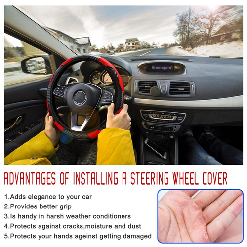 🚗Breathable Leather Car Steering Wheel Cover – Anti-Slip, Stylish & Protective（Suitable for any car model）