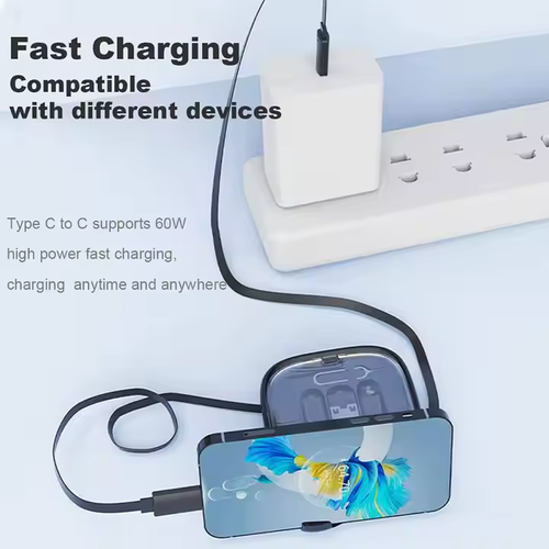 📱6 in 1 Retractable Charging Cable Type C Micro USB IP Adapter Kit with Data Transfer Card Slot Phone Holder