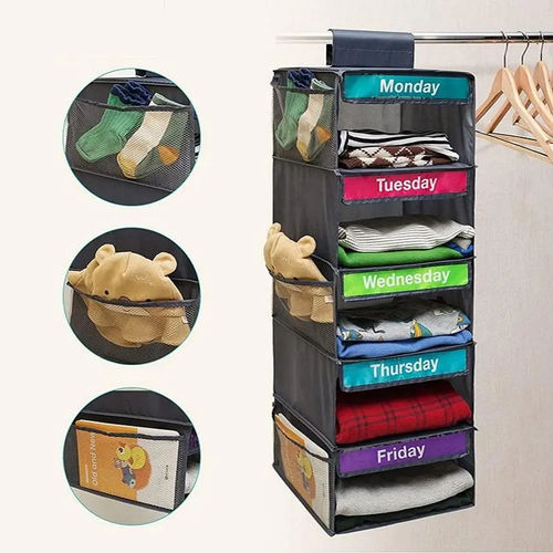 Hanging Clothes Storage Bag, Household Daily Clothing Classification Storage Bag, Monday to Friday Clothes Organizer for Home Decor