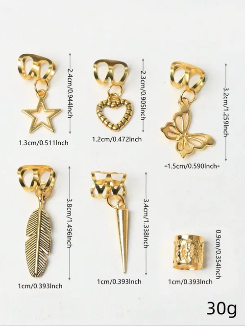 ✨Mixed Style Butterfly & Heart & Leaf Decor Hair Ring（Gold + Silver Set, 52 pieces in total）