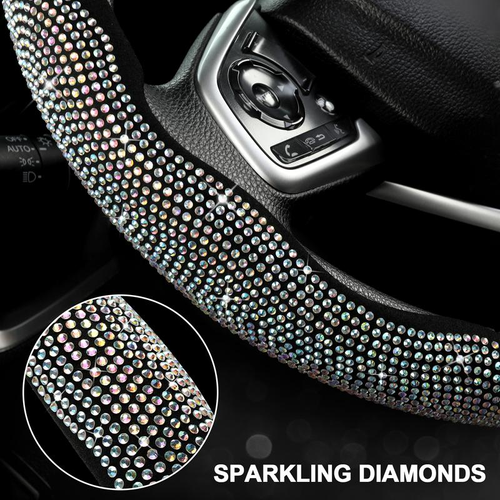 💎 3PCS Sparkling Diamond Steering Wheel Cover – Universal for All Cars 🚘