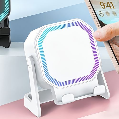 Induction Portable Stand with RGB LED Lighting BT Mini Speaker Music Player Mobile Phone Holder Wireless Mobile Comput