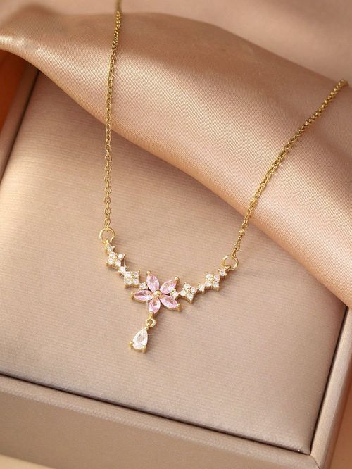 Flower and Teardrop Necklace