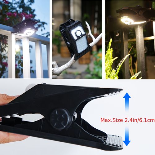 Outdoor Waterproof Solar Light, Intelligent Sensing Clip On Light, Easy to Install Solar Clip On Light, 3 Lighting Modes, IP65 Waterproof Suitable for Garden Fence, Courtyard Warehouse, Garage