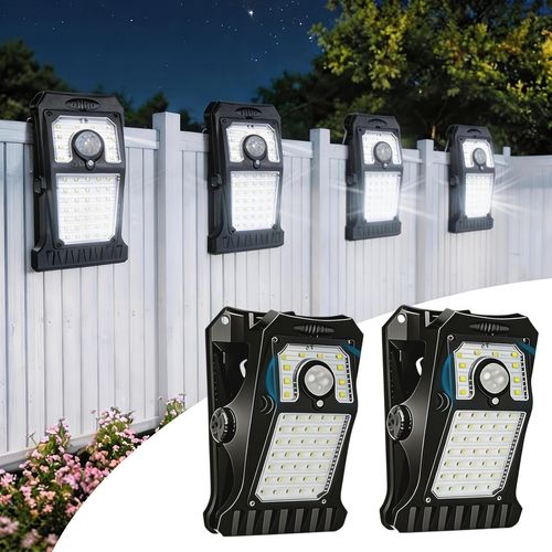 Outdoor Waterproof Solar Light, Intelligent Sensing Clip On Light, Easy to Install Solar Clip On Light, 3 Lighting Modes, IP65 Waterproof Suitable for Garden Fence, Courtyard Warehouse, Garage