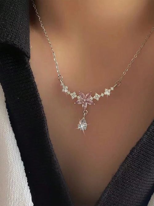 Flower and Teardrop Necklace
