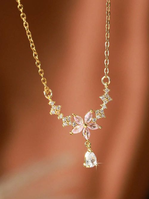 Flower and Teardrop Necklace