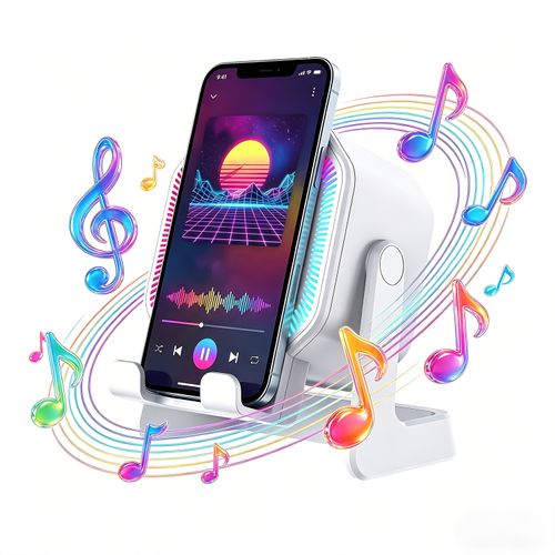 Induction Portable Stand with RGB LED Lighting BT Mini Speaker Music Player Mobile Phone Holder Wireless Mobile Comput
