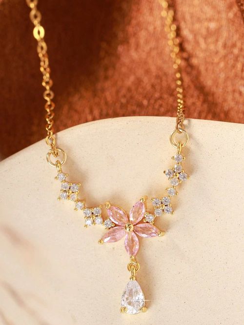 Flower and Teardrop Necklace