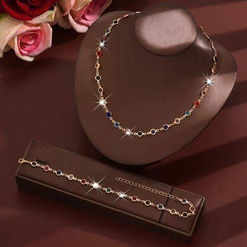 Multicolor Zircon Necklace Set