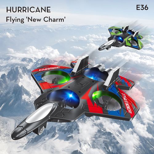 E36 2.4GHz Glider Remote Control RC Airplane Drones Headless Mode One Click Take off Mini Drone Plane Fighter