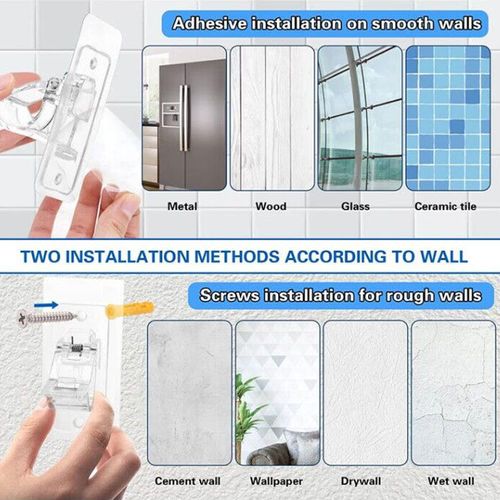 (2pcs 1set）Non Drilling Curtain Rod Bracket Self-adhesive Curtain Rod Bracket Curtain Hook No Drilling Required