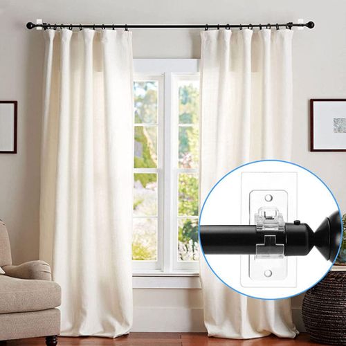 (2pcs 1set）Non Drilling Curtain Rod Bracket Self-adhesive Curtain Rod Bracket Curtain Hook No Drilling Required