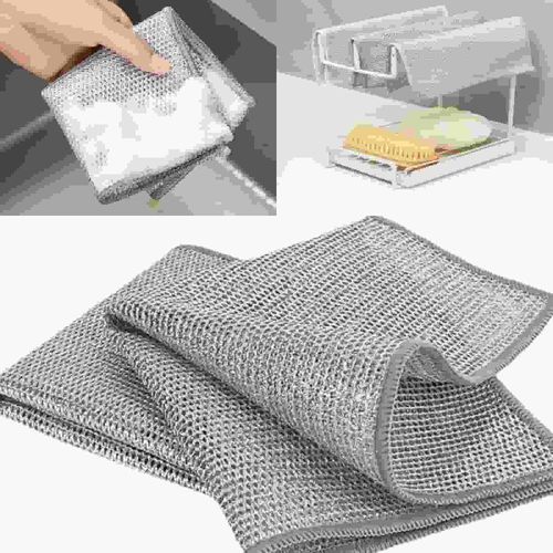 Non Scratch Wire Dishcloth Multipurpose Wire Dishwashing Rag for Wet and Dry