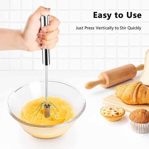 Stainless Steel Manual Hand Mixer Semi-Automatic Spinning Egg Push Whisk Egg Beater