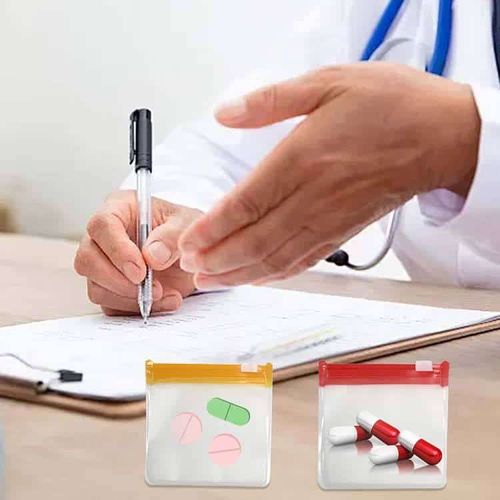 Private Label Custom Printed Small Plastic Frosted EVA Reusable Pill Medicine Ziplock Bag Pouch With Colored Transparent Zipper