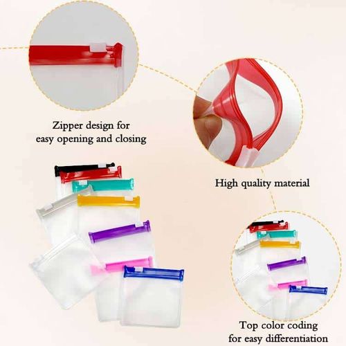 Private Label Custom Printed Small Plastic Frosted EVA Reusable Pill Medicine Ziplock Bag Pouch With Colored Transparent Zipper
