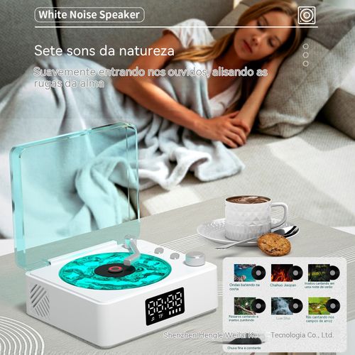 Relógio sem fio vintage, coluna Bluetooth compacta com projeção atmosférica – presente perfeito