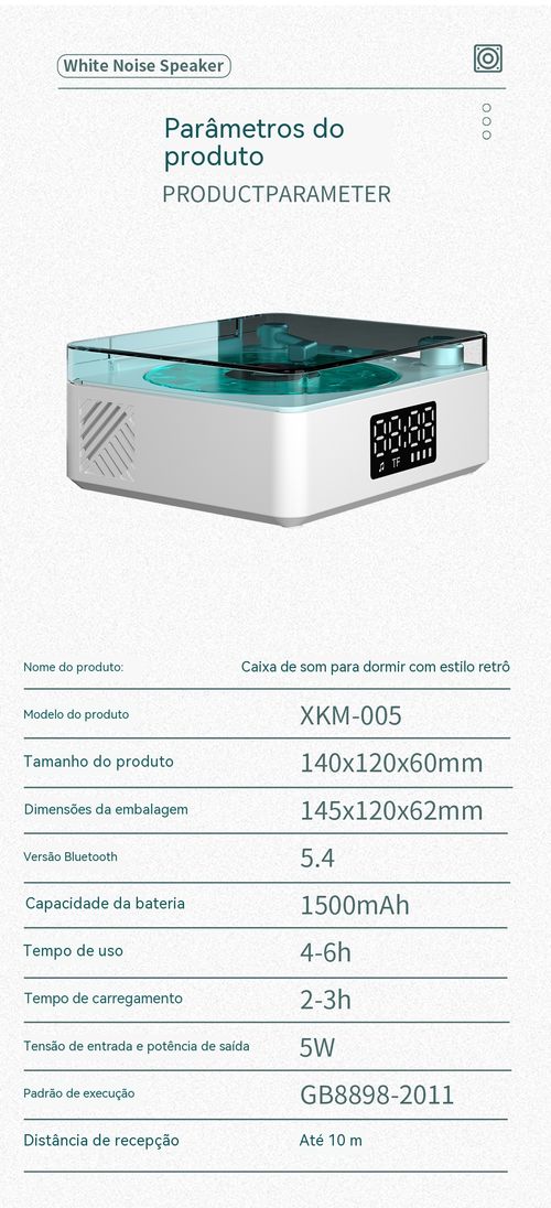 Relógio sem fio vintage, coluna Bluetooth compacta com projeção atmosférica – presente perfeito