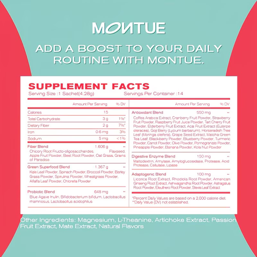 Blueberry-flavored Happy Cleaner Probiotics and Prebiotic Powder, for both men and women - Supports intestinal digestion, intestinal health, contains fiber, probiotic supplement, vegan, no additives