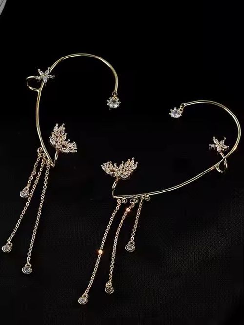 New fashion star tassel earrings with a light luxury niche design and no perforations for women