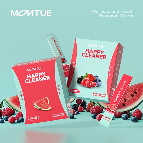 Blueberry-flavored Happy Cleaner Probiotics and Prebiotic Powder, for both men and women - Supports intestinal digestion, intestinal health, contains fiber, probiotic supplement, vegan, no additives