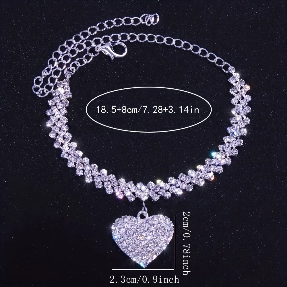 Fashionable and luxurious jewelry set, water diamond peach beloved anklets and bracelets set