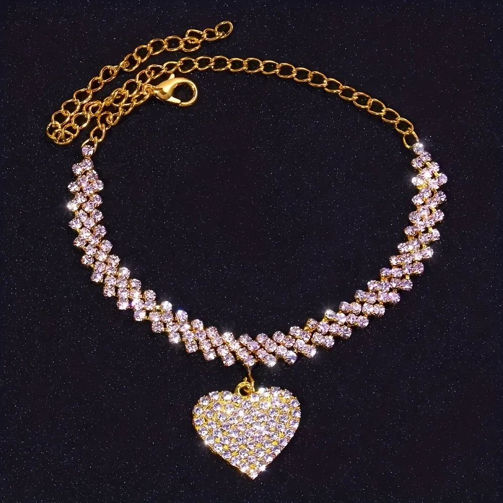 Fashionable and luxurious jewelry set, water diamond peach beloved anklets and bracelets set