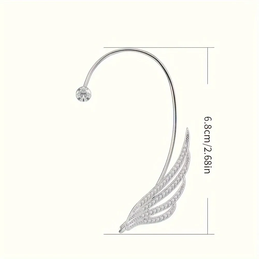 Two fashionable and individual hip-hop design water diamond light luxury angel wing ear loops without perforations and ear bone clips