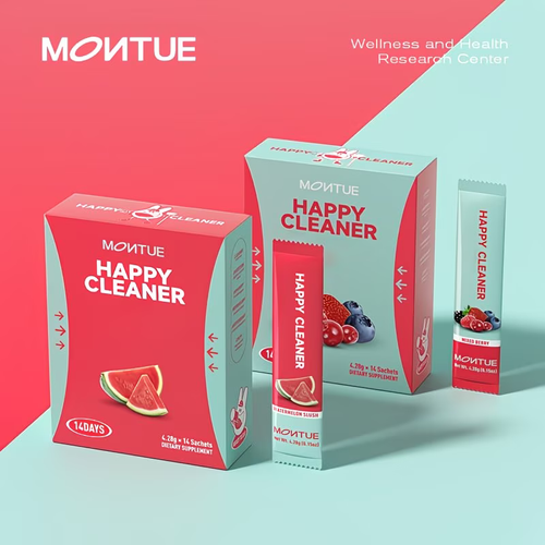 Blueberry-flavored Happy Cleaner Probiotics and Prebiotic Powder, for both men and women - Supports intestinal digestion, intestinal health, contains fiber, probiotic supplement, vegan, no additives