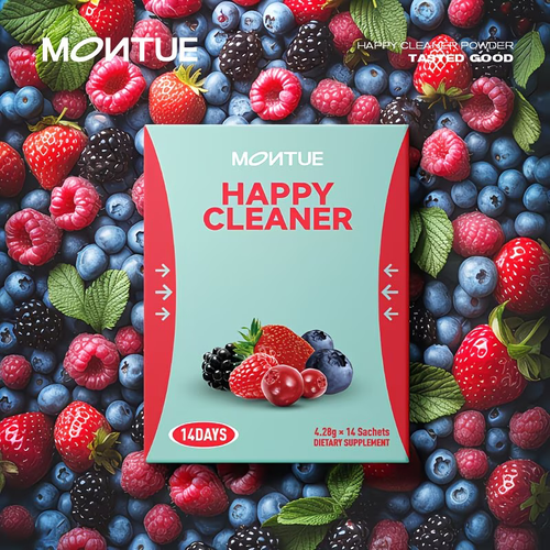 Blueberry-flavored Happy Cleaner Probiotics and Prebiotic Powder, for both men and women - Supports intestinal digestion, intestinal health, contains fiber, probiotic supplement, vegan, no additives