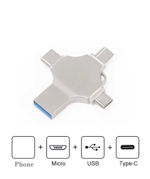 4-in-1 Type-C OTG USB drive with 2TB capacity, 128G USB flash drive, memory stick personalized gift, mini USB drive