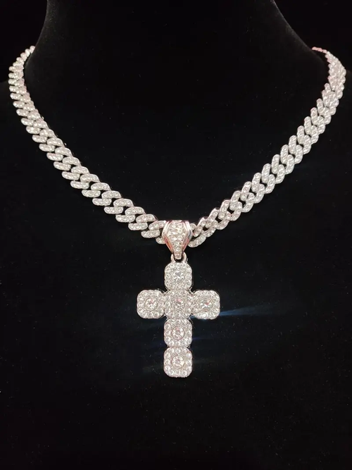 Fashionable Easter Rhinestone Cross Pendant