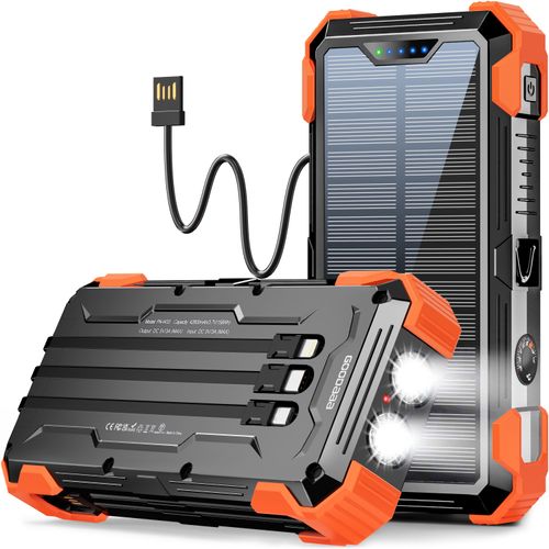 Portable 18400 mAh Infrared Laser Pointer Power Bank 4 Charging Cables Dual LED Light Built-in Compass High Solar Apple Outdoor