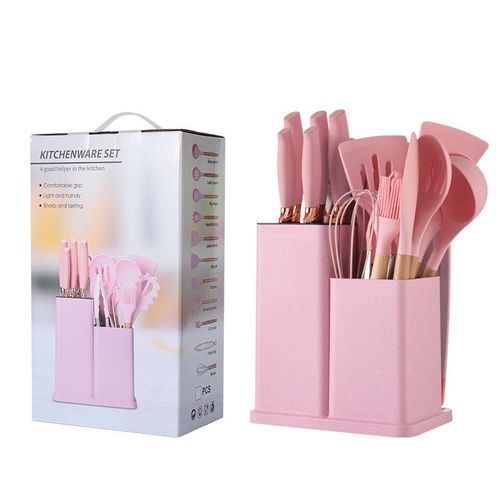 Kitchen Cooking Tool Gadgets Accessories Utensils Set 19 Piece with Holder Cookware Wooden Silicone Kitchen Cooking Utensil Sets