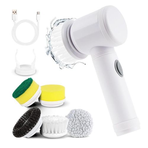 5 in 1 Electric Spin Scrubber for Bathroom Kitchen Tile Grout Deep Cleaning with 5 Brush Heads