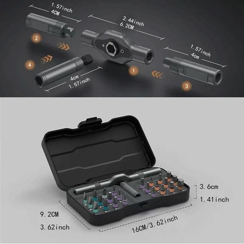 24 in 1 Magnetic Screwdriver Set with Strong Bits and Non Slip Grip for Professional Repair